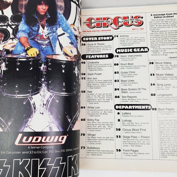 Circus Magazine Guns n' Roses Vintage May 1989 Slash Poster Old Stock Unread - Picture 6 of 12